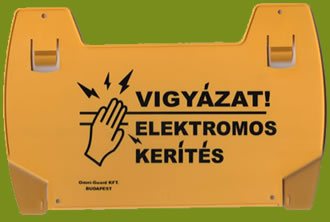 elektromos kerítés figyelmeztető tábla